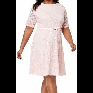 Charter Club Pink Lace Belted Dress, size XXL